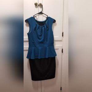 Teal and black peplum dress